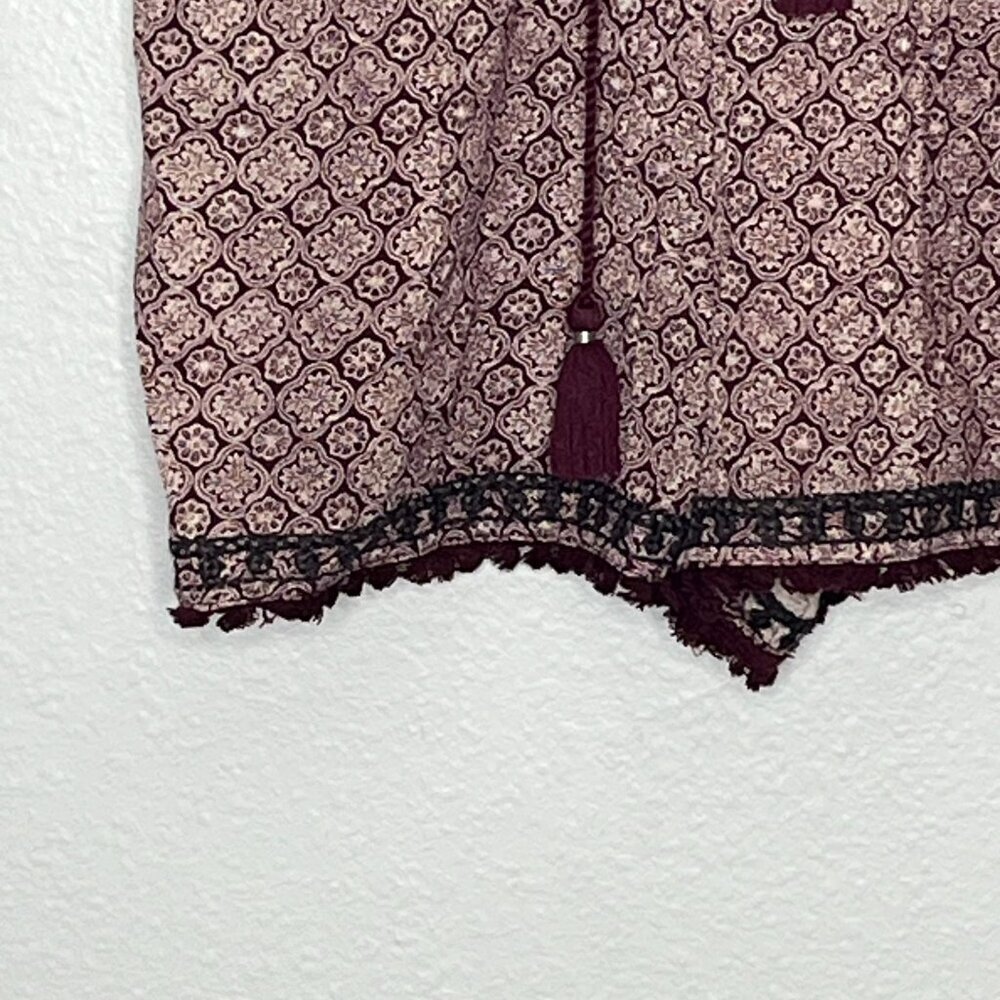 American‎ Eagle Outfitters Boho Romper Mauve Black Cotton Blend Medium - Picture 6 of 8